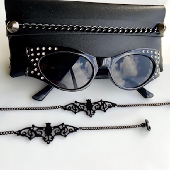 sunglasses black frame with clear crystals - Picture 6 of 14
